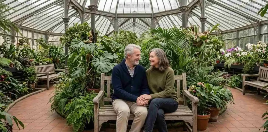 Older couple holding hands during a quiet moment