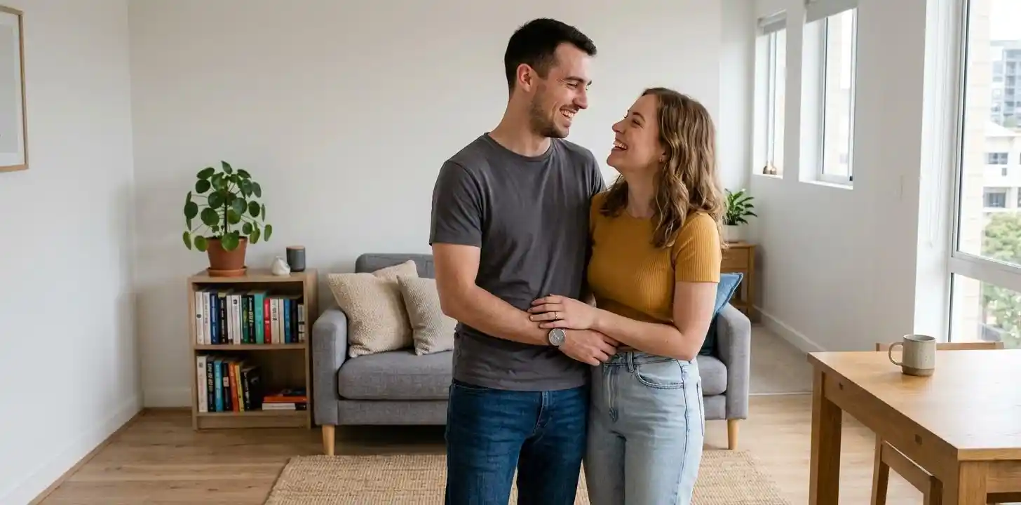 Couple sharing a casual moment indoors