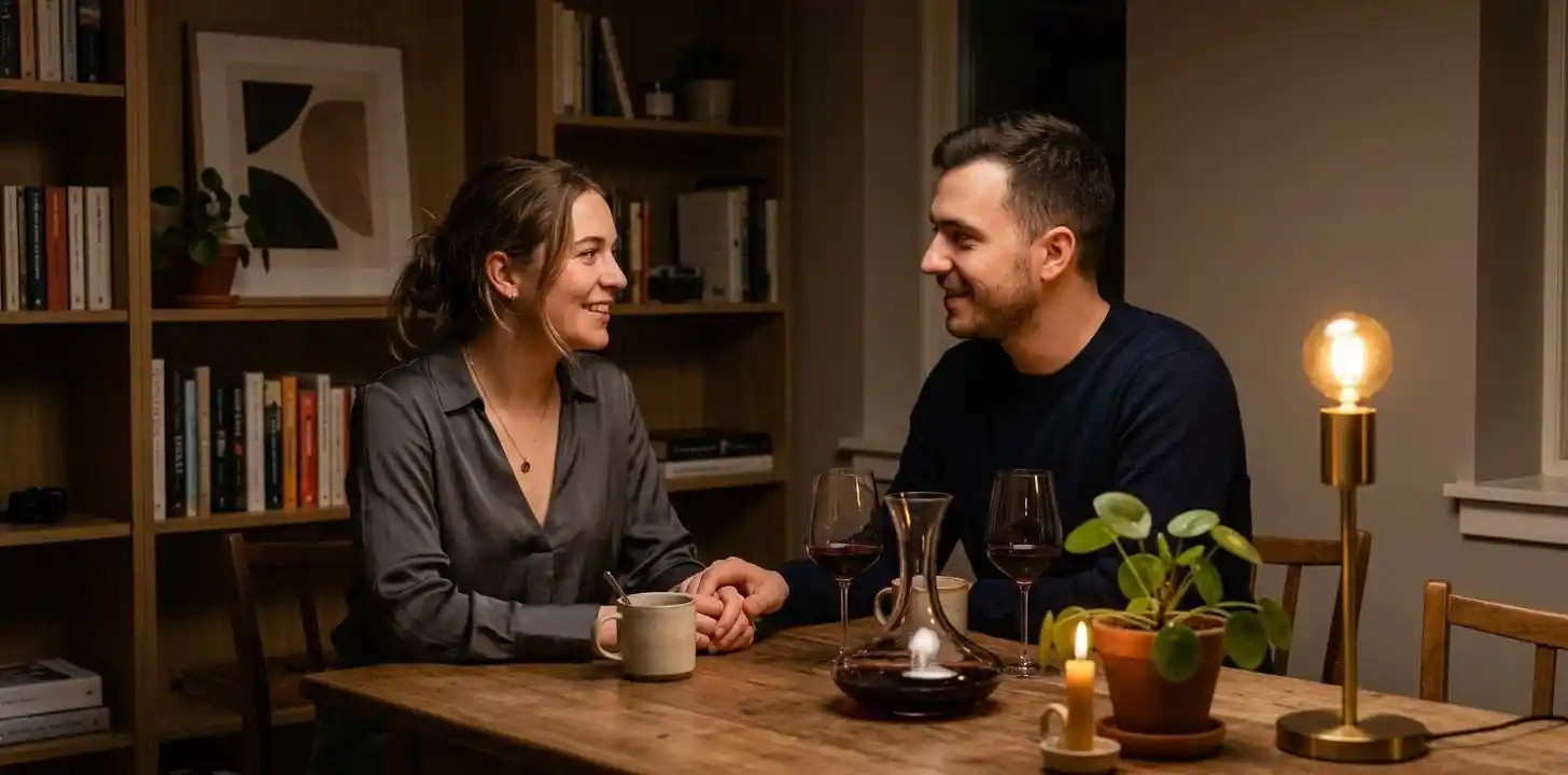Couple sharing a quiet moment at home