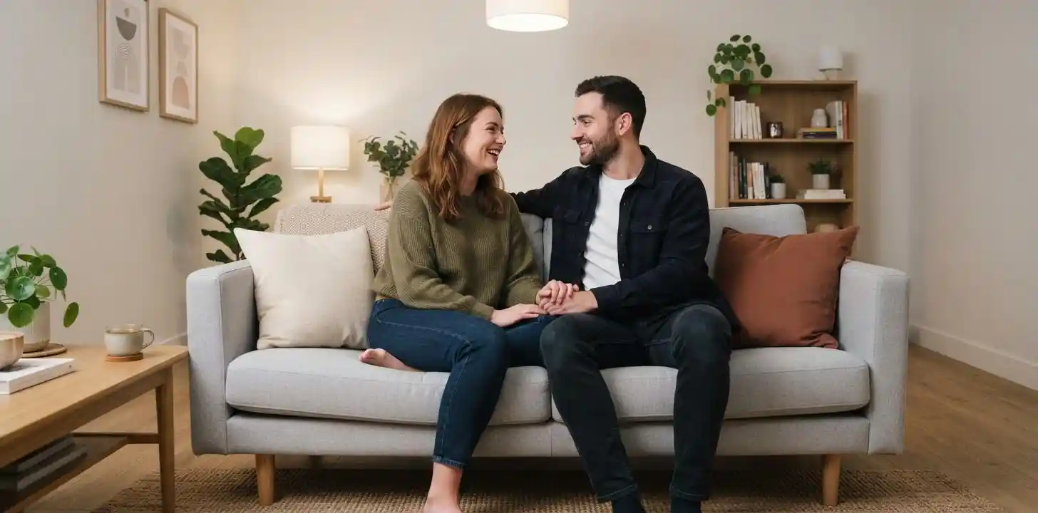 Couple sharing a natural affectionate conversation