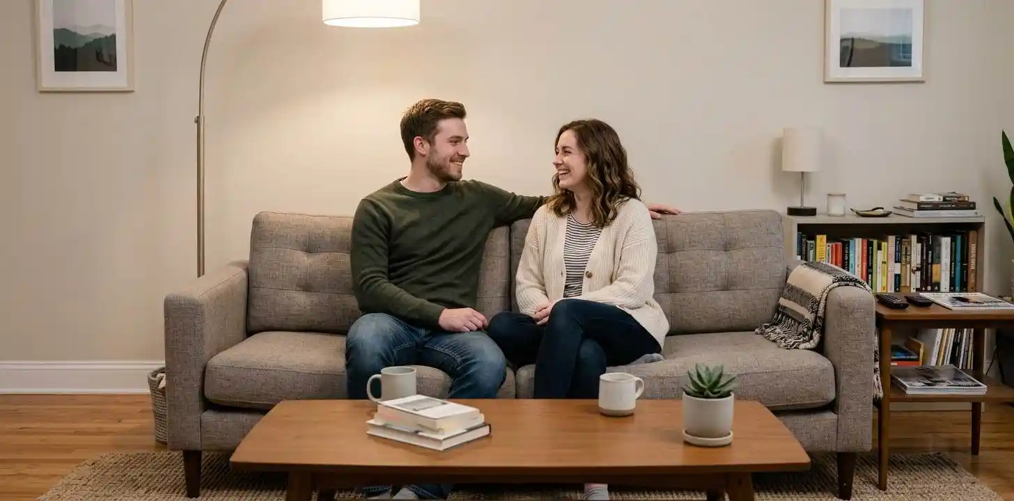 Couple sharing a romantic moment at home