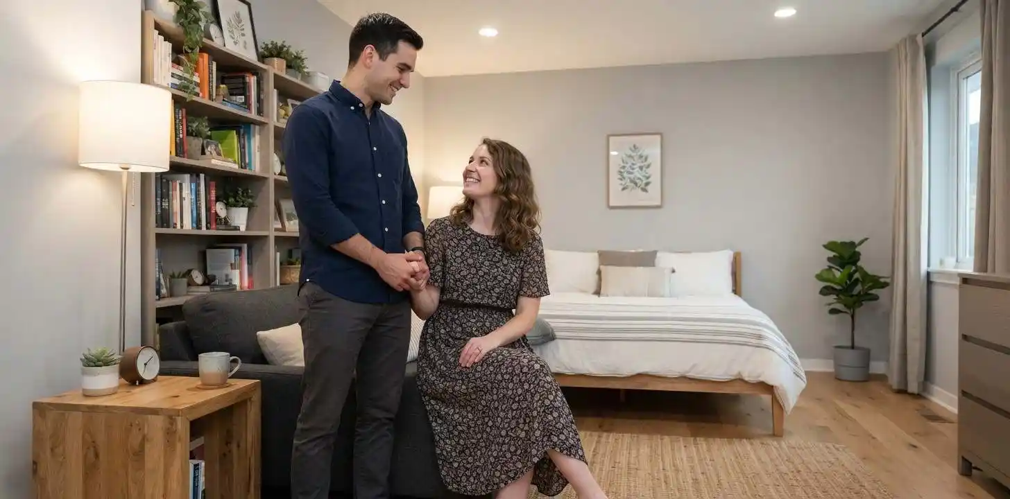 Husband and wife enjoying a quiet home moment